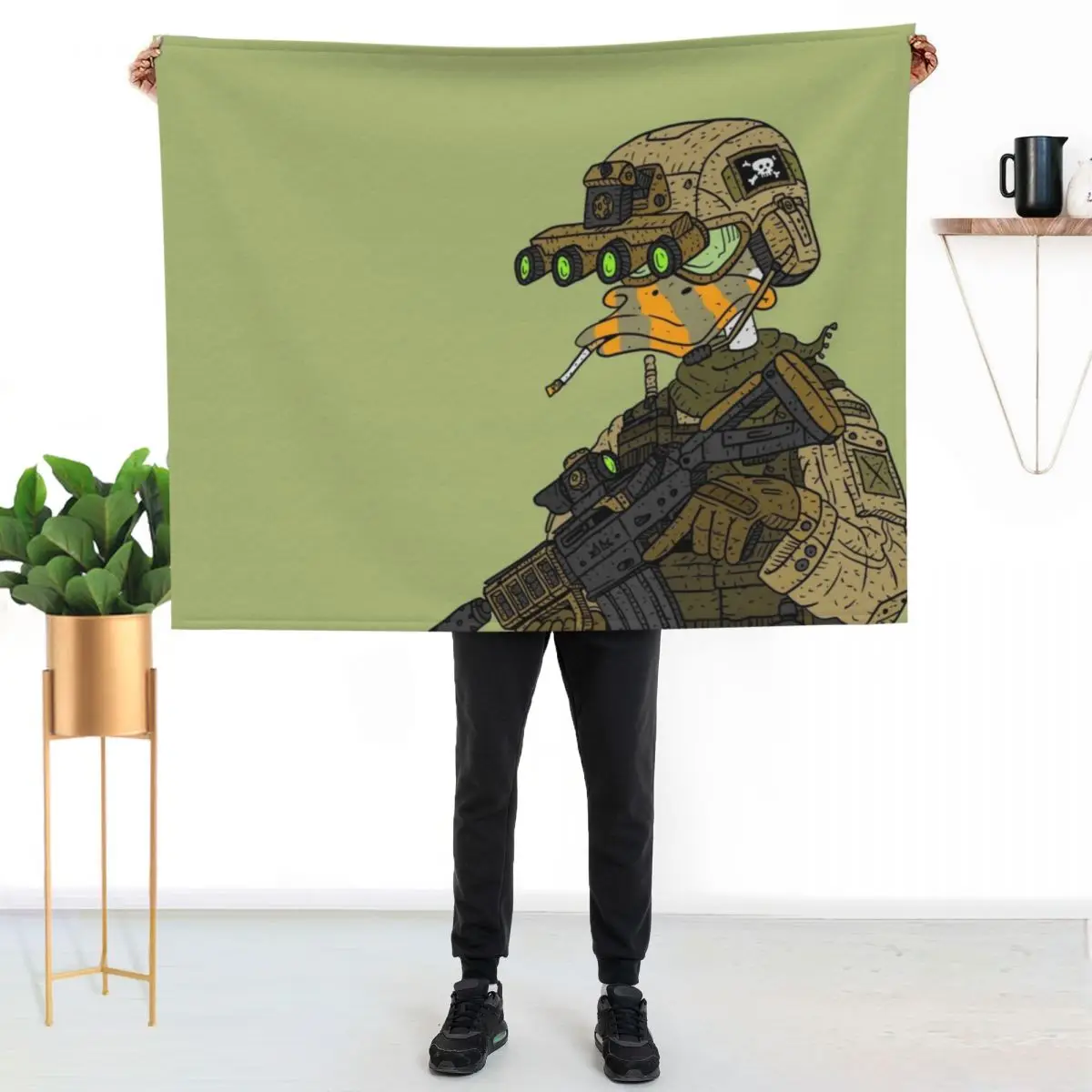 special forces duck. army soldier. Throw Blanket funny gift Bed anime Hairy Heavy Blankets For Bed Blankets