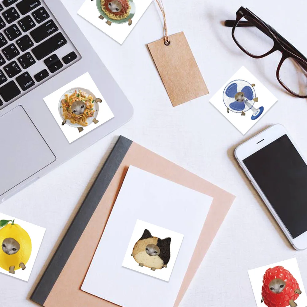 69Pcs Funny Meme Cat And Food Cute Graffiti Stickers For Toy Luggage Laptop Ipad Skateboard Phone Car Stickers Wholesale view 2