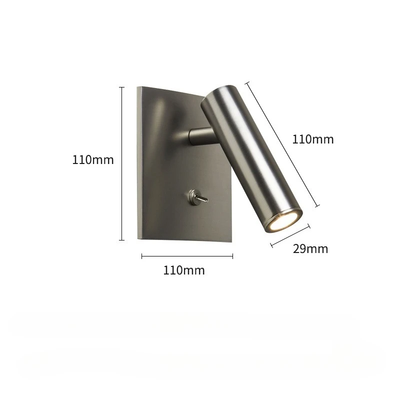 

LED Reading Wall Lamp French Square with Switch Home Lighting Fixtures for Bedroom Bedhead Hotel Corridor