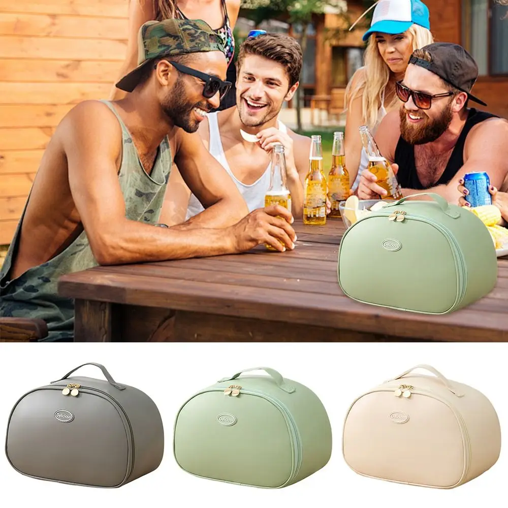 

High Quality Waterproof Lunch Bag PU Portable Insulated Bento Bag Easy to Clean Solid Color Thermal Food Bag