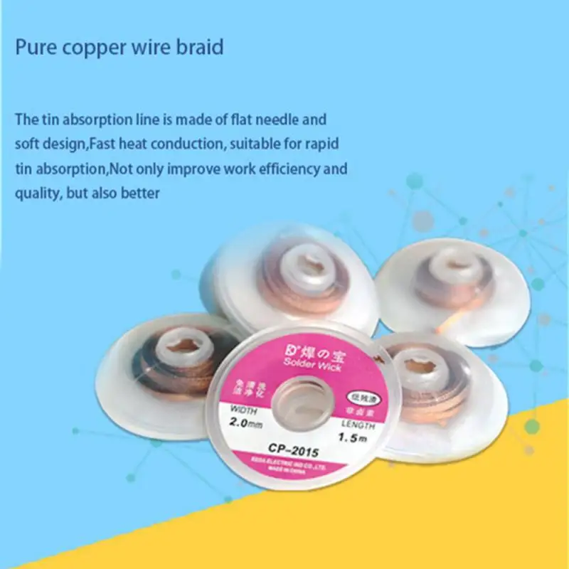 

Removal Tool Easy Cleaning Tin Removal CP Tin Suction Wire Tin Removal Tape, Low Residue Tin Suction Tape BGA Solder Removal Pad