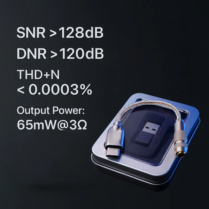 Hi-Fi USB-C Headphone Amplifier | 65mW Power for High-Impedance Earphones | Dual-Chip Architecture | Low-Noise Shielding Design