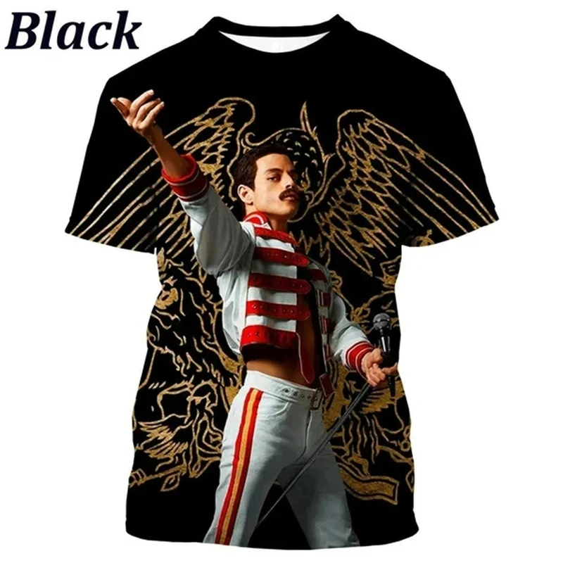 Freddie Mercury Queen T shirts Men Women 3D Print Rock Gothic Retro T-Shirt Oversized Streetwear Short Sleeve Top Summer Kid Tee