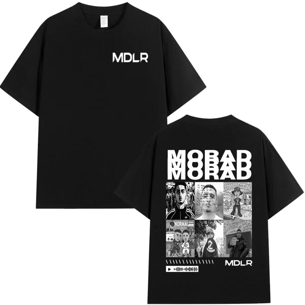 Camiseta Gráfica Rapper Morad MDLR para Homens e Mulheres, Camiseta de Algodão de Alta Qualidade, Moda Hip Hop, Camiseta Masculina de Manga Curta, Str