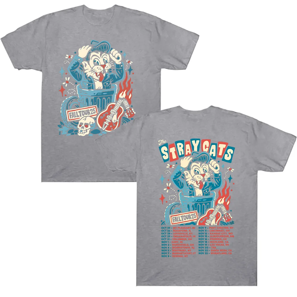 The Stray Cats Fall Tour 2025, T-Shirt, Rockband Stray Cats, Grafik-T-Shirts für Damen und Herren, hochwertige Baumwollkleidung, Streetwear-Top – Detail 6