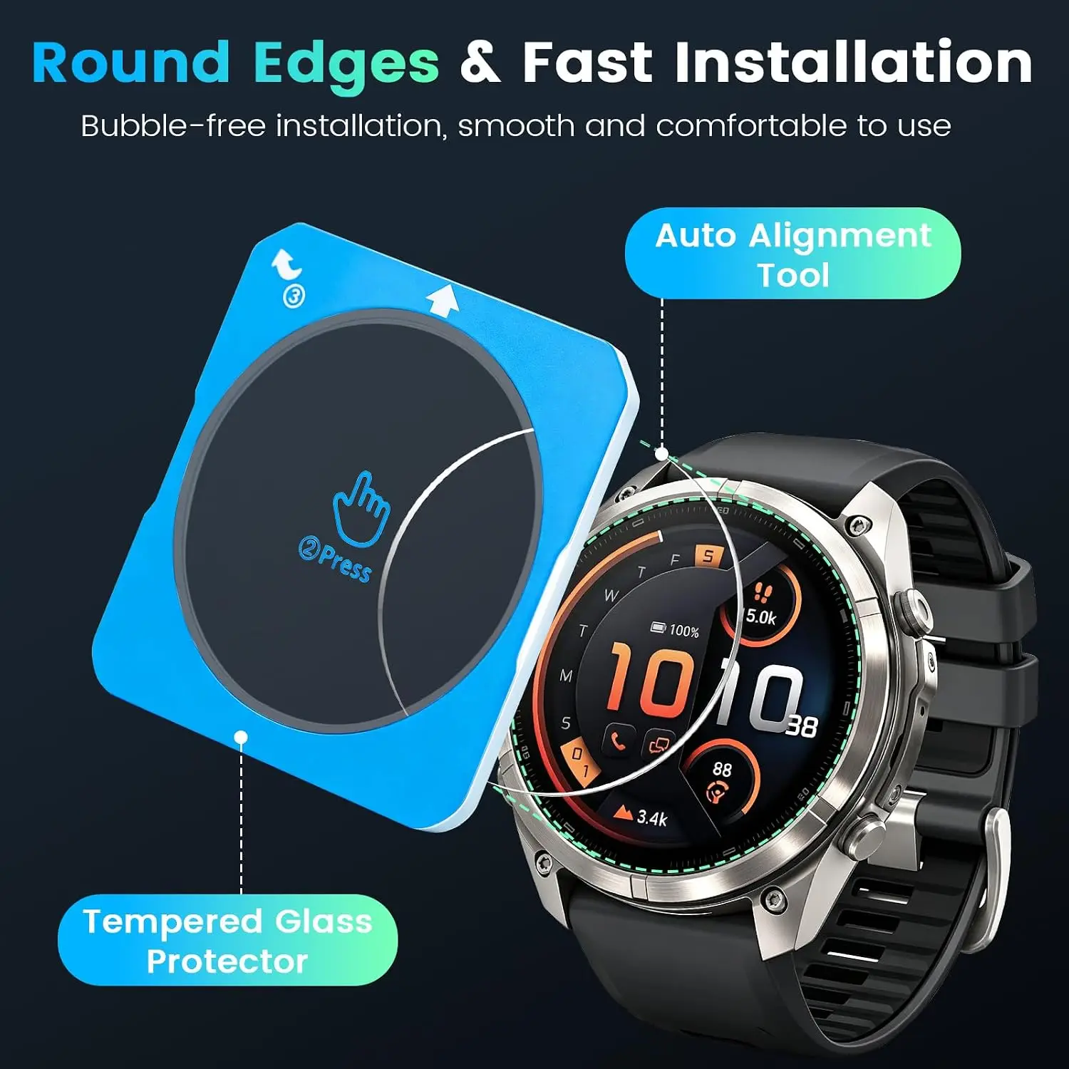 Screen Protector For Garmin Fenix 9 Pro 51mm 9H Quick Alignment Install HD  Anti-Scratch Tempered Glass For Fenix9 Pro 43mm 47mm