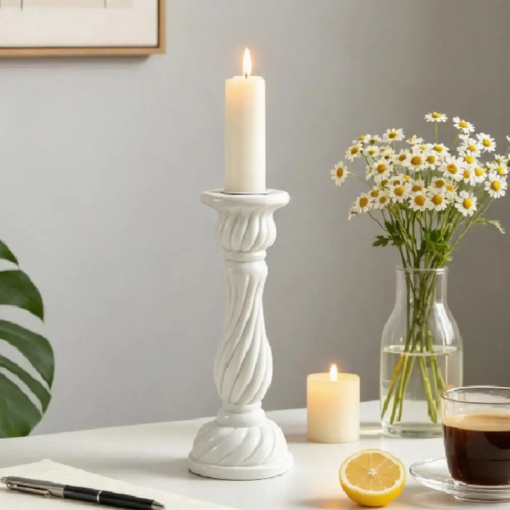 Photo Studio Decoration Vintage Taper Candle Holder Resin Nostalgic Gold Candlestick Stand Style Table Centerpiece for Wedding