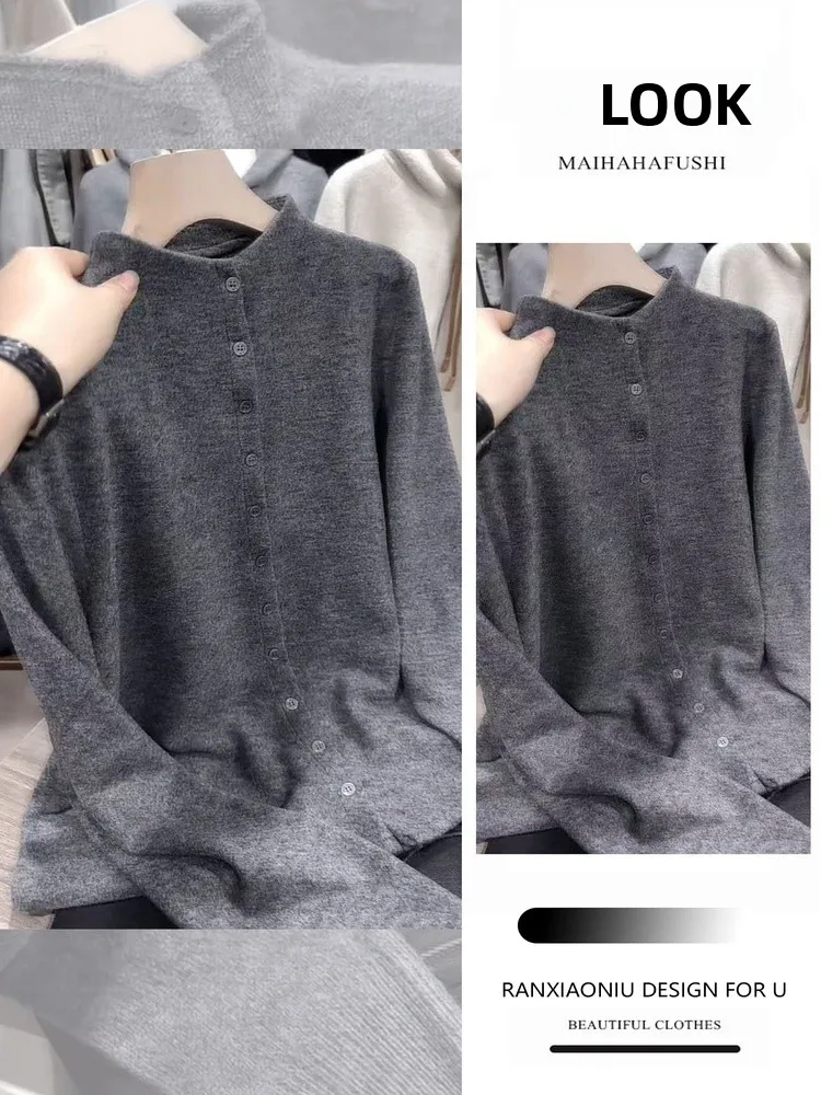 

Casual Knitted Long Sve f High Collar Commute Ready Women's Set Spring Single Button Loose Sweater Coat Faionable Ens...