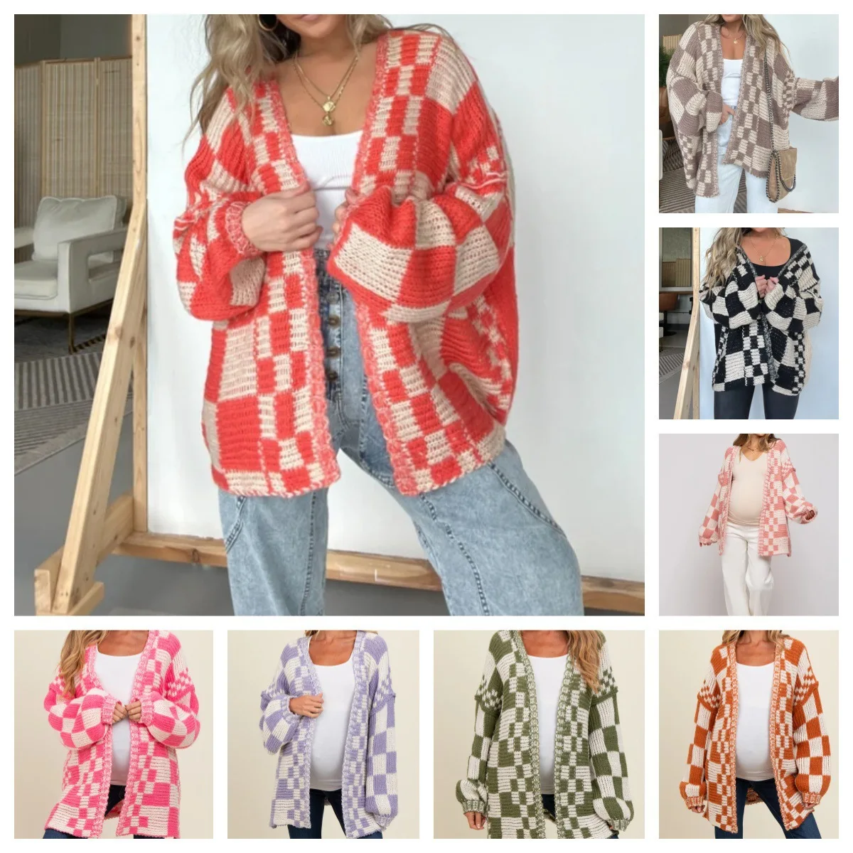 

Coat Women Cardigan Sweaters Coats Casual Loose Jackets Full Sleeve Jumpers Y2k Streetwear Elegant Knit Open Stith Autumn Winter