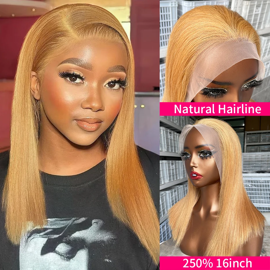 

100% Human Hair Lace Frontal Wig #27 Blonde Short Bob Raw Vietnamese Quality 13x4 Lace Front Closure Wig Human Hair Preplucked