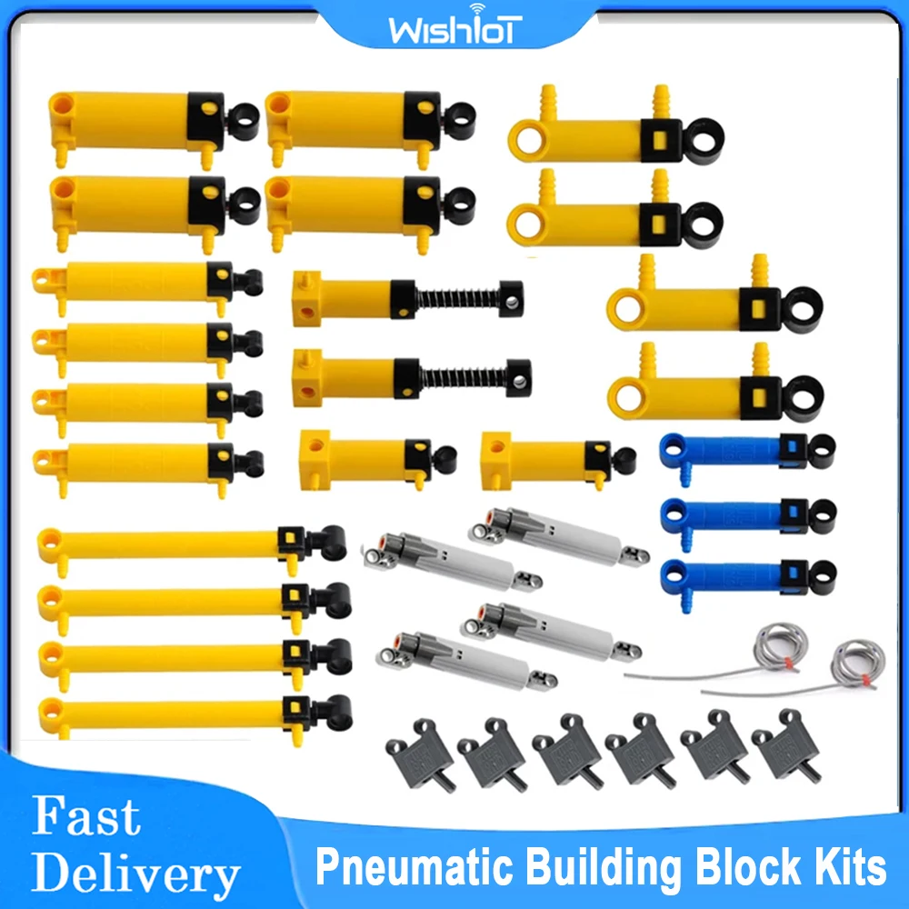 35pcs MOC Technical Hose Air Pump Tank Push Rod Putter Switch Piston With legoeds Pneumatic Parts 42043 9641 47225 61904