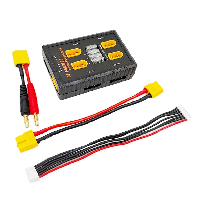 

P4 1-6S XT60 Plug Parallel Charging Board Support 20A Input 4 Channels Output For Rc Battery