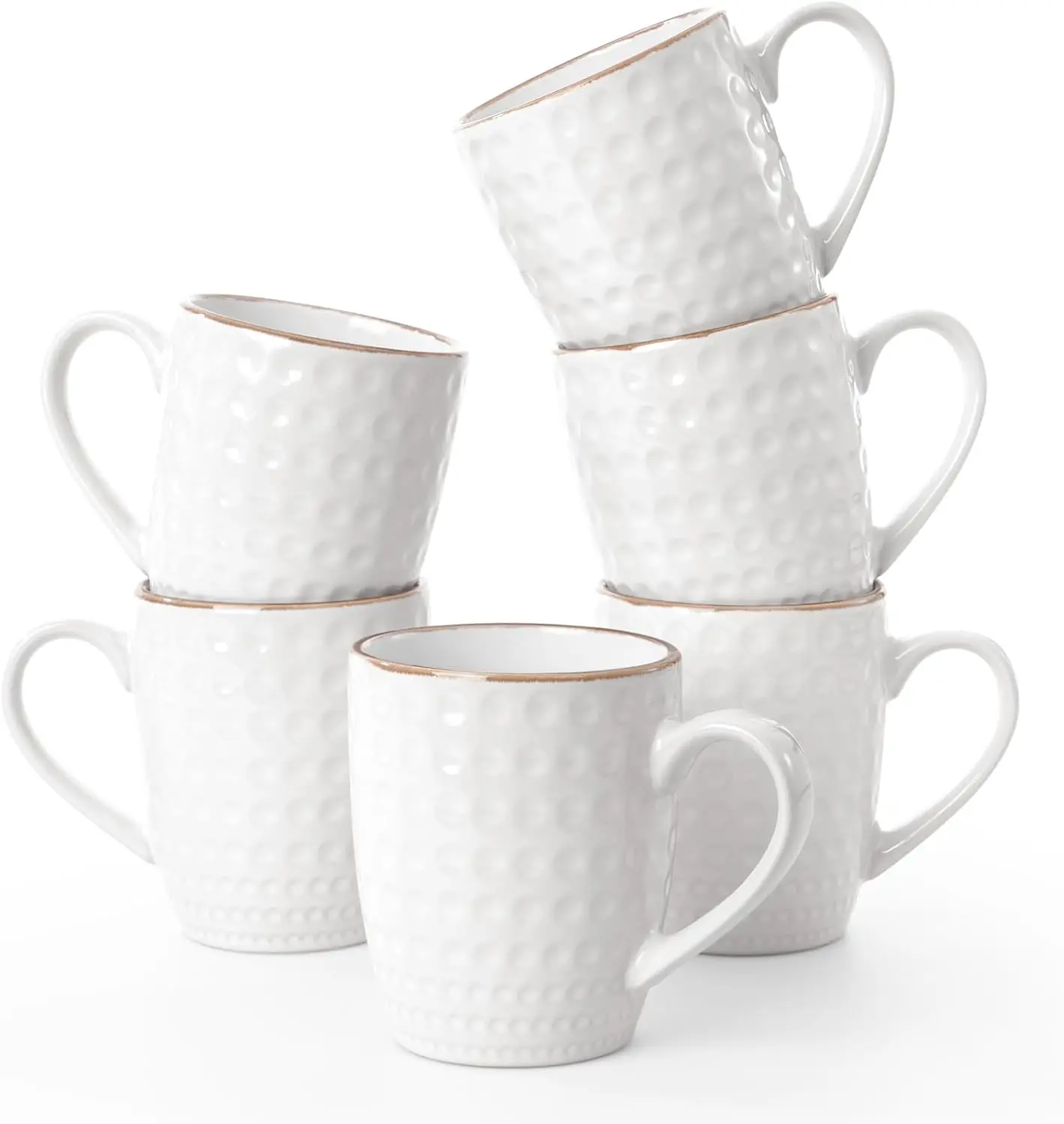 

6-Piece White Coffee Mug Set, 12 oz Microwave & Dishwasher Safe Cups for Tea, Cocoa, Milk