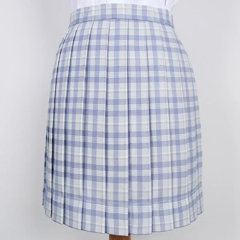 School Dresses Light Blue Plaid Pleated Skirt High Quality JK Uniform Skirt Students Anime Sailor Suit High Waist Short Skirts