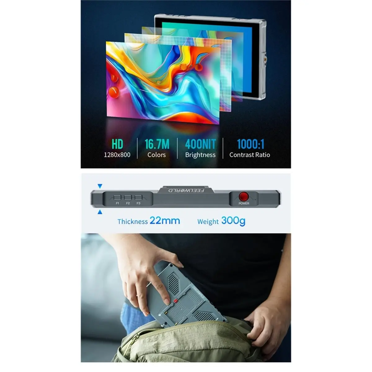 （2026 SUMMER）FW759 PRO 7-Inch IPS Touch Screen Camera Monitor Field Video 1280x800 Monitor, External Monitor Director of Photogr