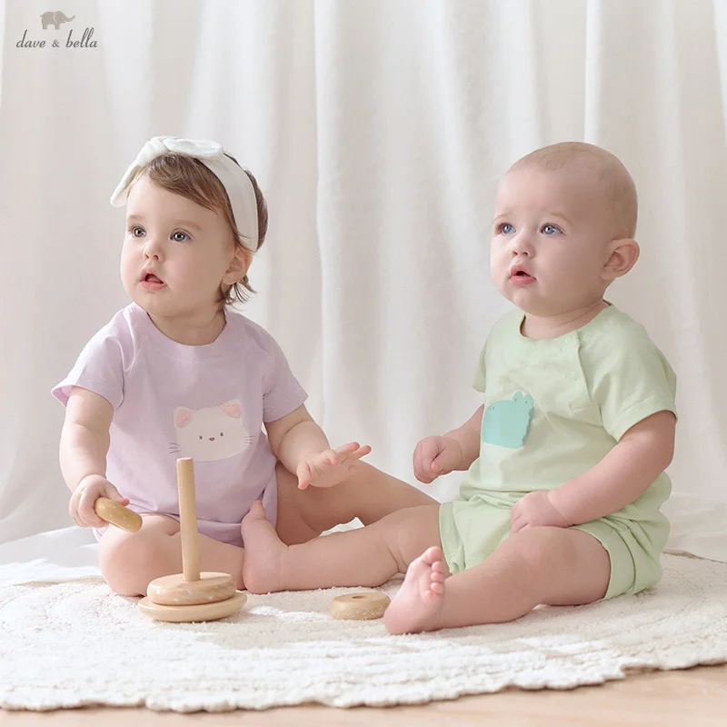 Dave Bella Baby Short Sleeve Jumpsuit Romper Newborn Creeper Summer Boys Romper Casual Cotton Comfortable DB2235928-A