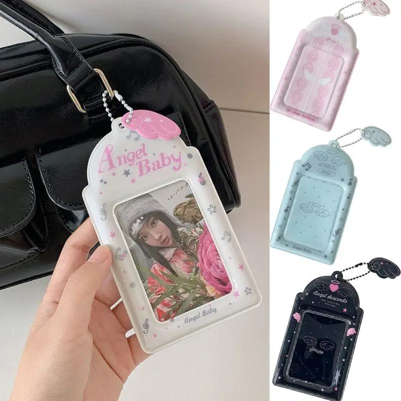 

PVC 3 Inches DIY Photocard Holder INS Card Holder Korean Angel Wings Card Protective Sleeve Bag Display Pendant Card Cases