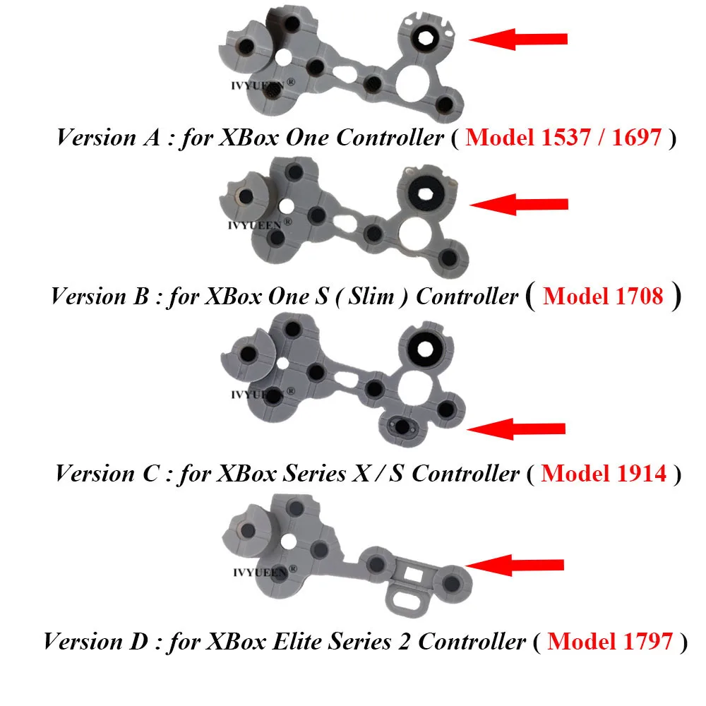 IVYUEEN XBox One Series X S Elite 2 무선 컨트롤러, 전도성 고무 D 패드 ABXY 접촉 키 버튼 수리 부품, 2 PCs
