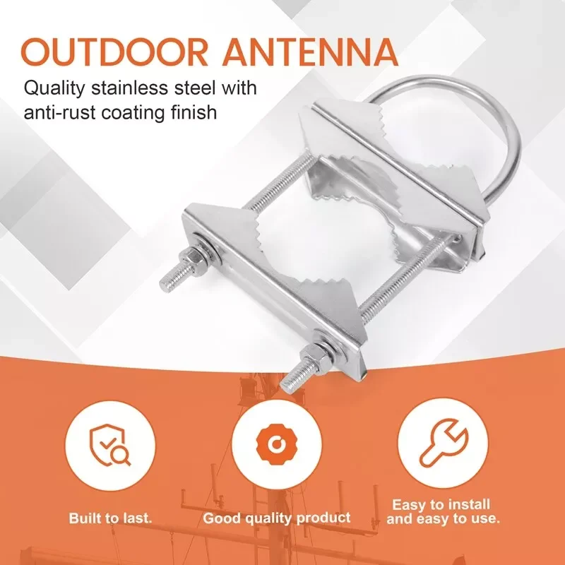 Double Antenna Mast Clamp V Jaw Block with U Bolts Heavy Duty Anti-Rust Mast to Mast Mount Bracket Kit for TV,CB,Ham