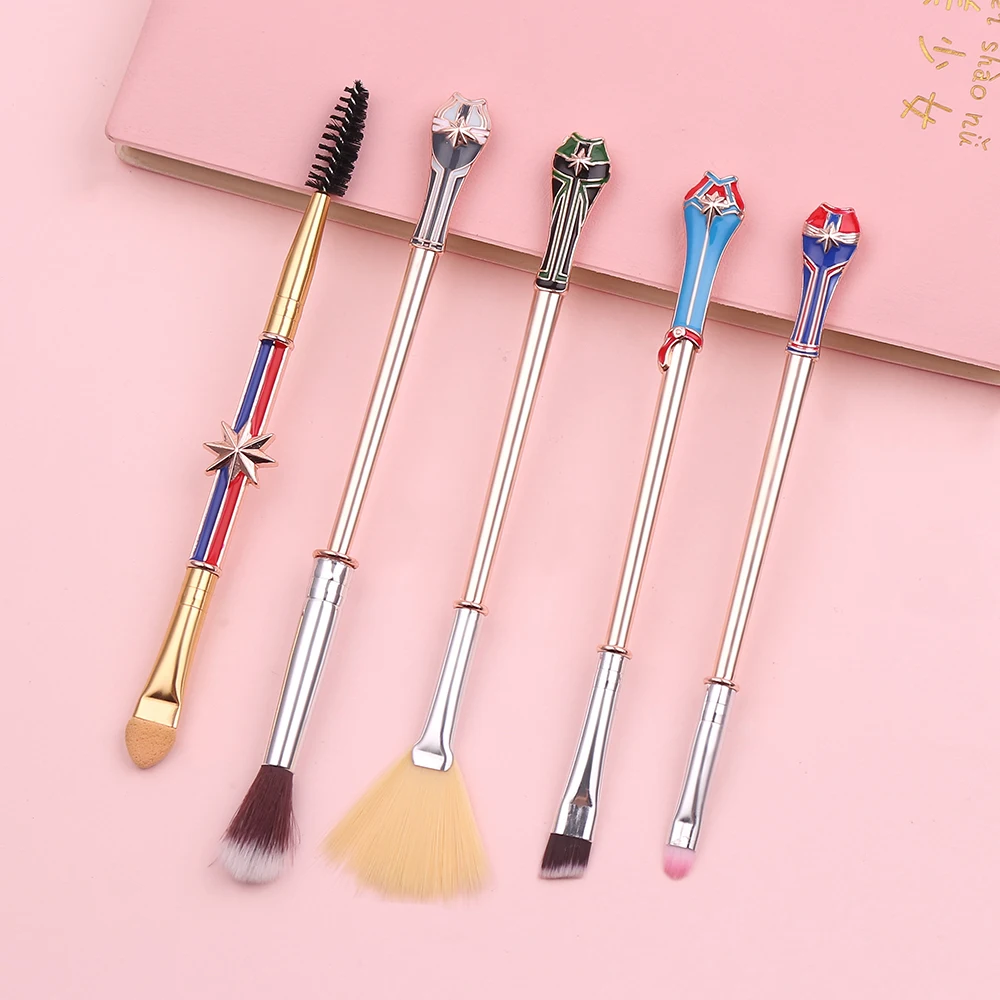 5pcs/set Avengers Captain Marvel Makeup Brush Cosplay Marvel Loose Powder Brush Eyeshadow Makeup Brushes Beauty Tools Kit Gifts