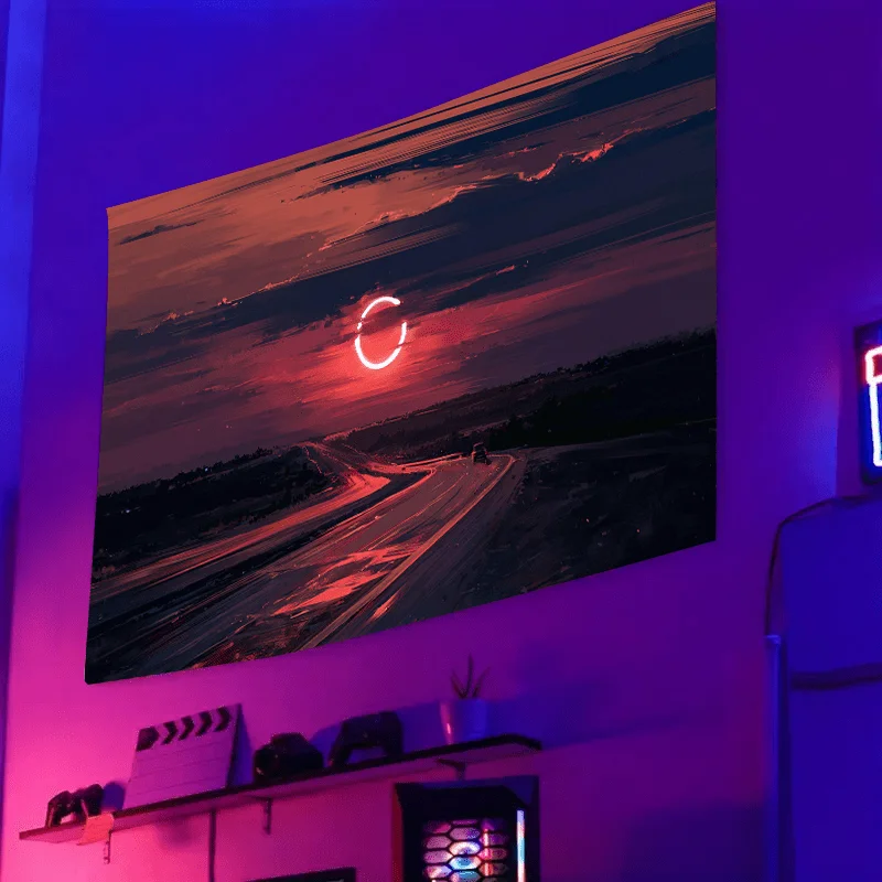 Eclipse Over the Highway Tapestry for a Modern and Atmospheric Home Decor