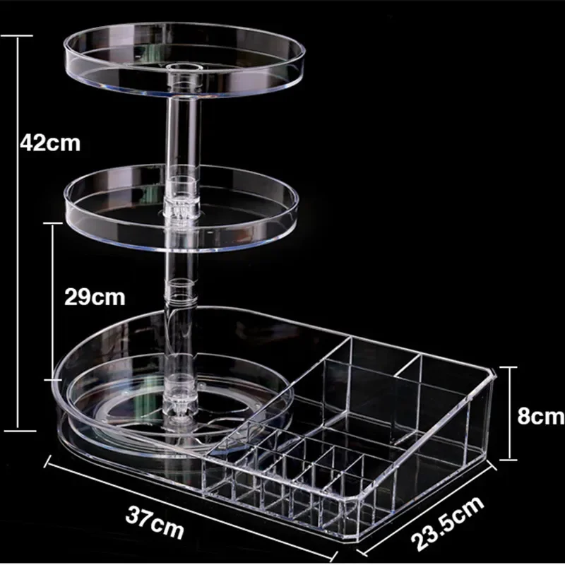 Height Adjustable Plastic Makeup Organizer 360 Degree Rotating Cosmetics Storage Rack for Lipstick/Skin Care Product Holder