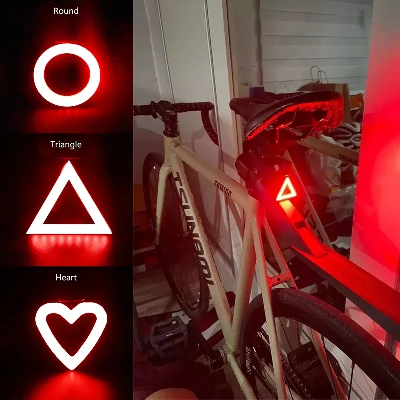 Bike Light Heart Shape Cycling Safety Taillight IPX64 Waterproof Night Warning Rear Lamp Flashlight Bicycle Accessories