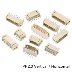50/20Pcs JST PH2.0mm 2/3/4/5/6/7/8/9/10 Pin Horizontal Paste Vertical Patch Pin Holder SMT Connector 2.0MM Pitch Male SMD