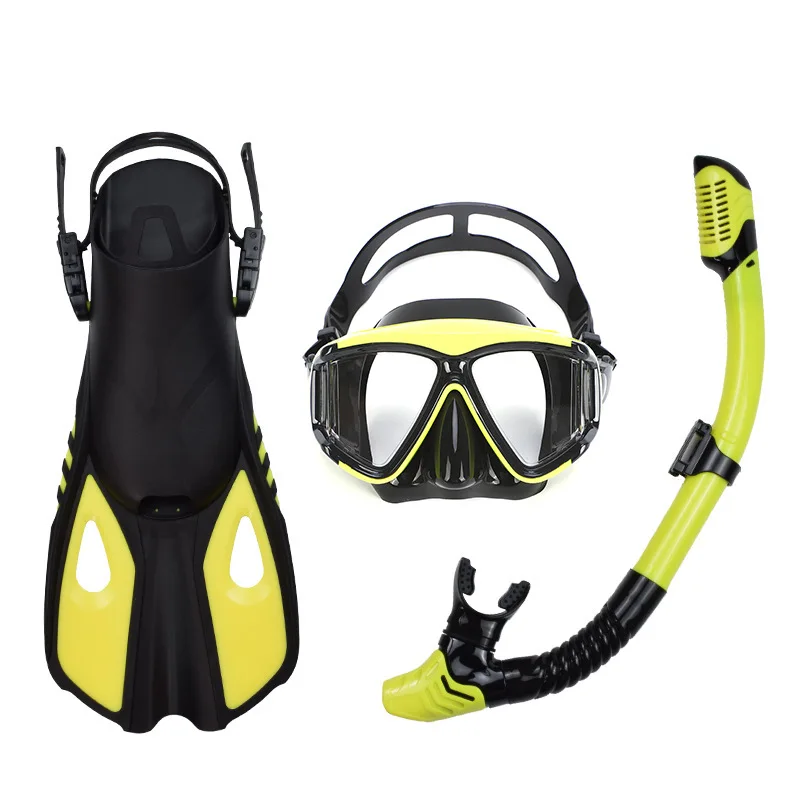 Adult Freestyle Dive Kit Anti Choking Full Dry Snorkel Dive Mask Flippers Complete Gear Swimming & Diving Aids