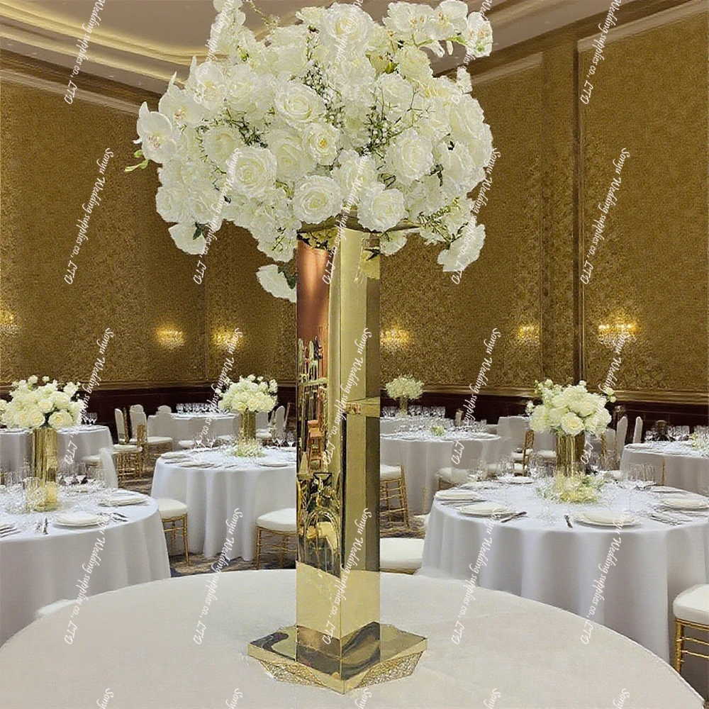 

10pcs 60-120cm f30 black white clear mirror Golden Stainless Steel Plinths Wedding Banquet Event Decorate Display Flower Stand