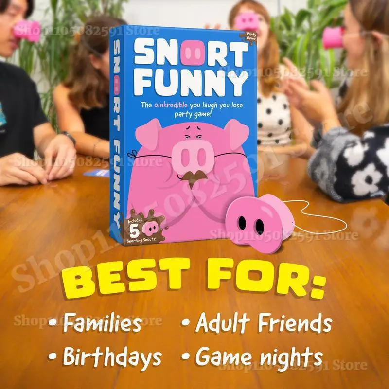 

The Oinkcredible You Laugh You Lose Party Game - Pig Games with 150 Challenge Cards & 5 Snorting Pig Noses for Family Party Gift