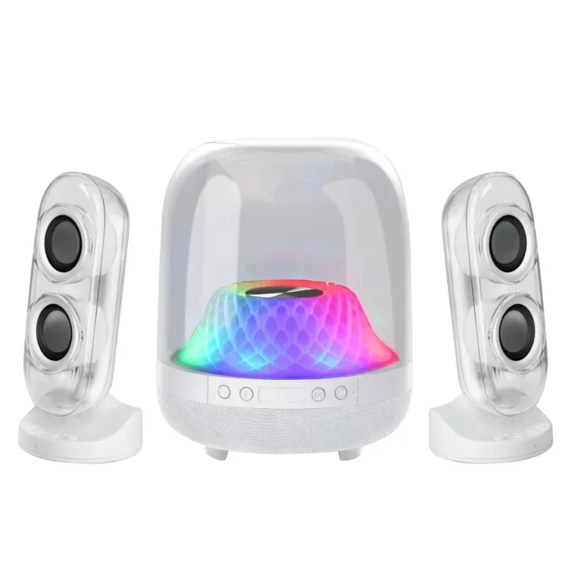 

LP98 Bluetooth Мини-динамик со звуком Super Bass Прозрачный настольный компьютер Аудио HIFI Стерео объемный звук BT AUX TF Card U Disk