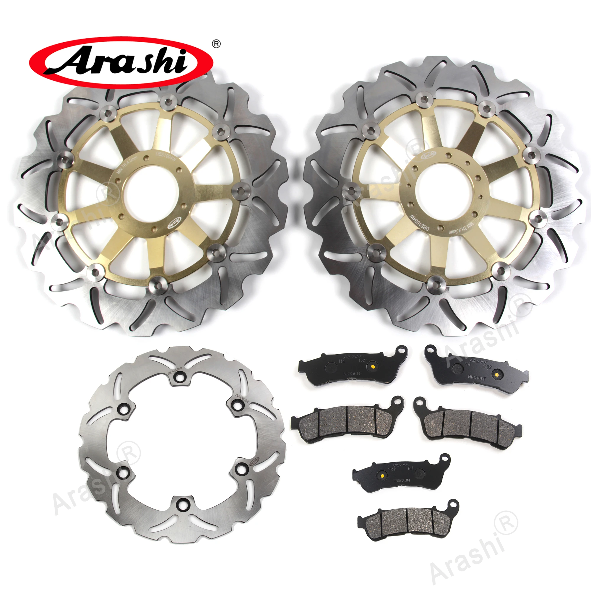 Arashi CNC Floating Front Rear Brake Disc Rotors Brake Pad For HONDA XLV VARADERO ABS 1000 2004 - 2011 XLV1000 2007 2008 2009