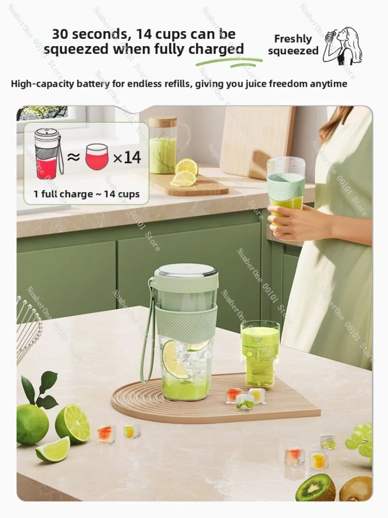 Portable Wireless Electric Juice Cup, Multi-function Mini Blender for Fruits and Vegetables, Ice Crushing Slim Design