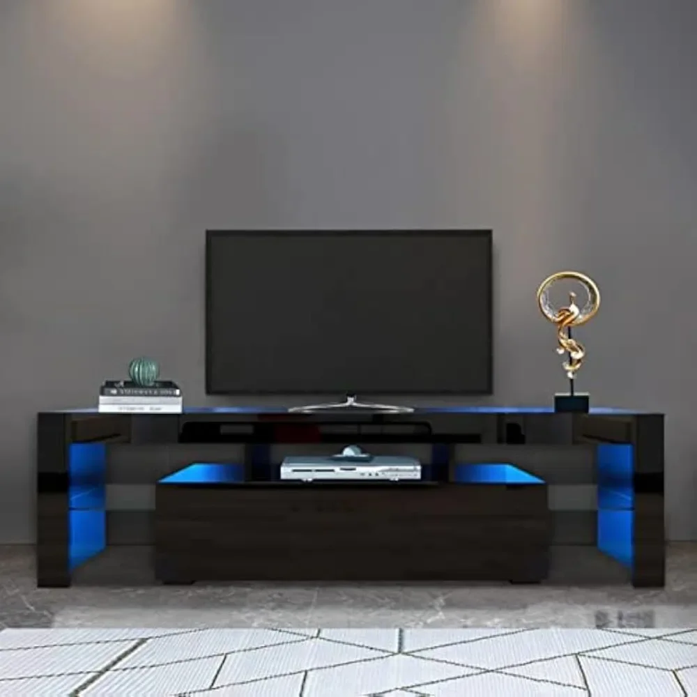 2 Storage and 3 Open Shelves High Gloss LED TV, TV Entertainment Center TV