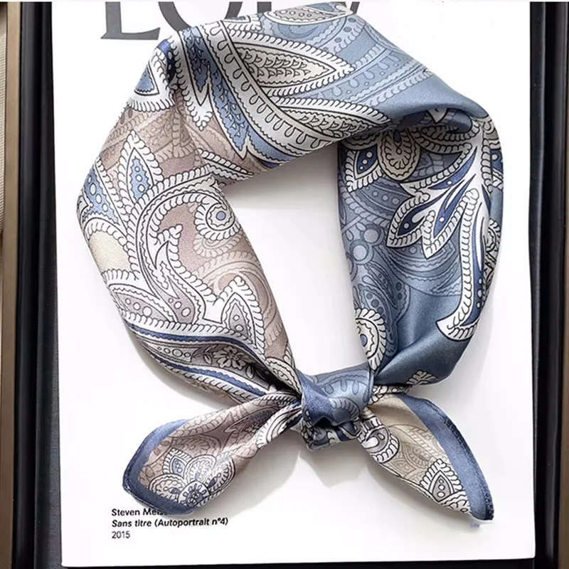 Women 70*70cm Square Silk Scarf/scarves Luxury Wrap 2025 Hair Tie Band Bag Warp Soft Neckerchief Hijab Headscarf Female Foulard