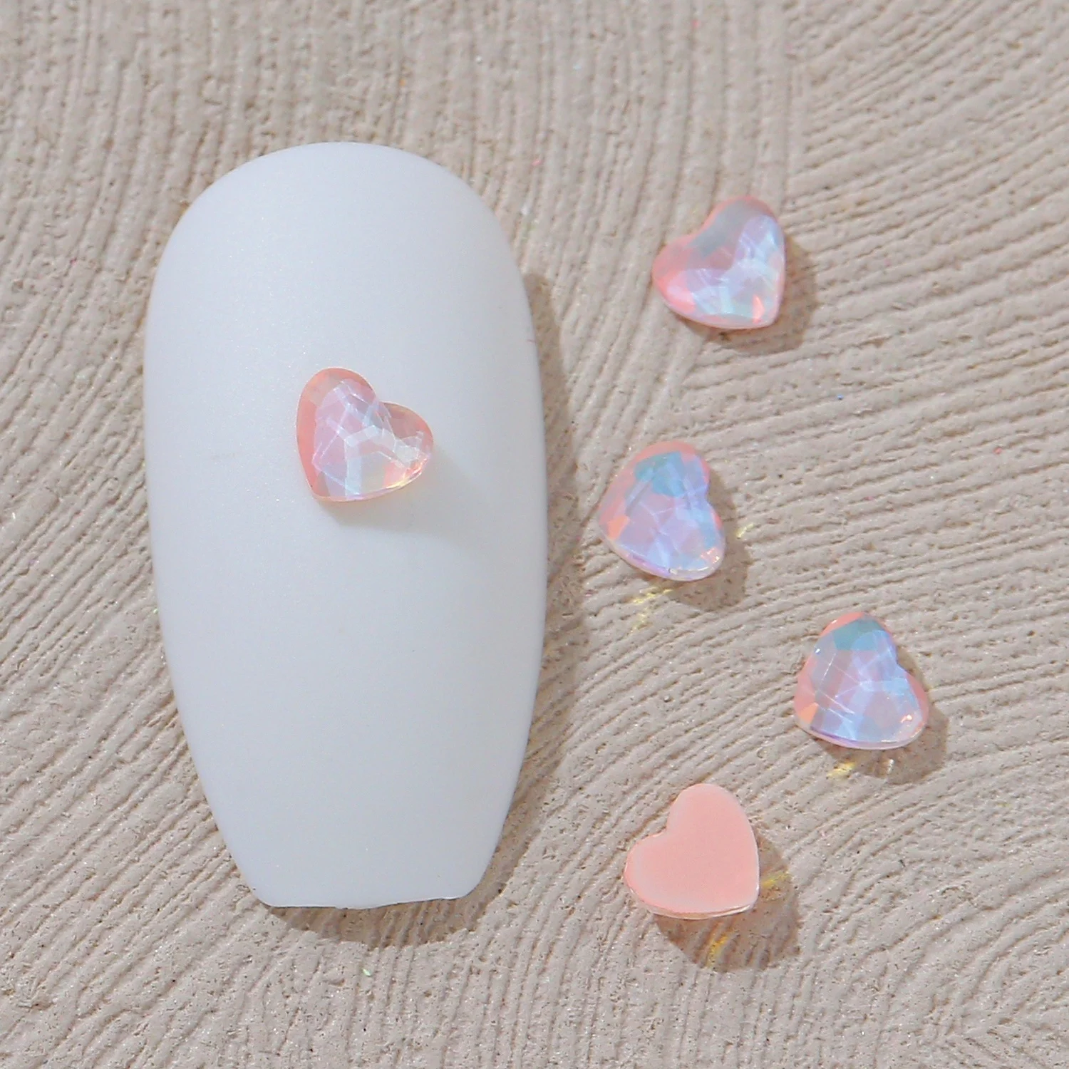 Opal Mocha 3mm Heart-Shaped Wholesale Flat bottom Nail Art rhinestones Self-Adhesive Shiny Glass Crystal 3D Nail Decoration