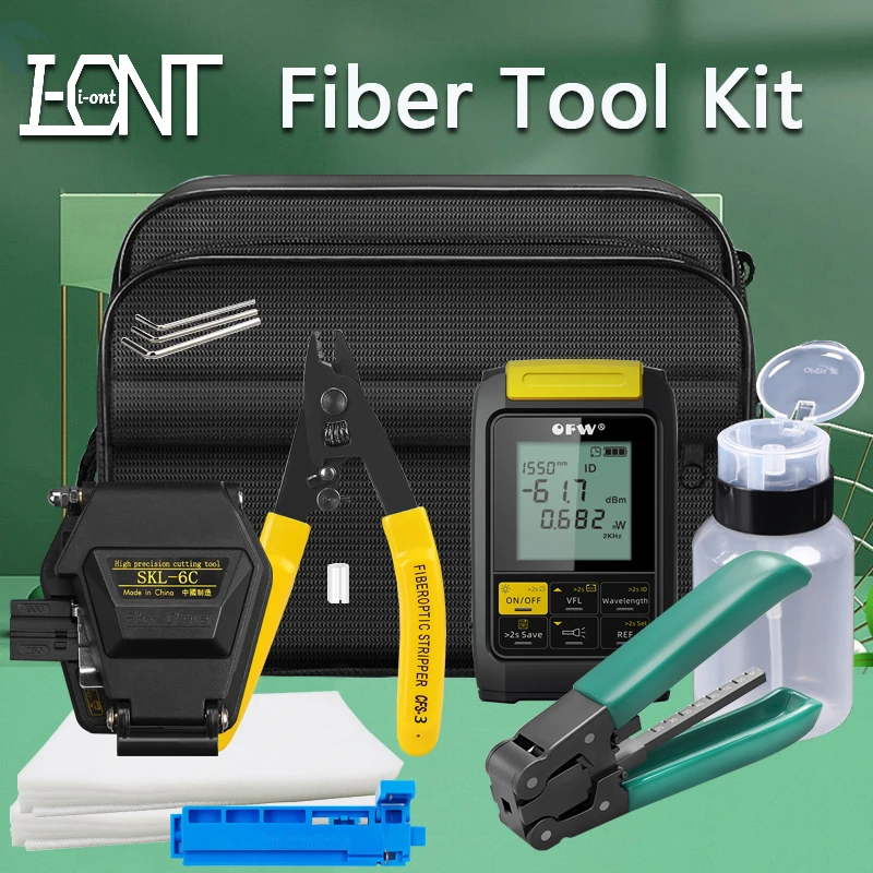 

Fiber Optic Tool Kit with SKL-6C Fiber Cleaver -70+10dBm 3 in 1 Mini Optical Power Meter 1MW Visual Fault Locator