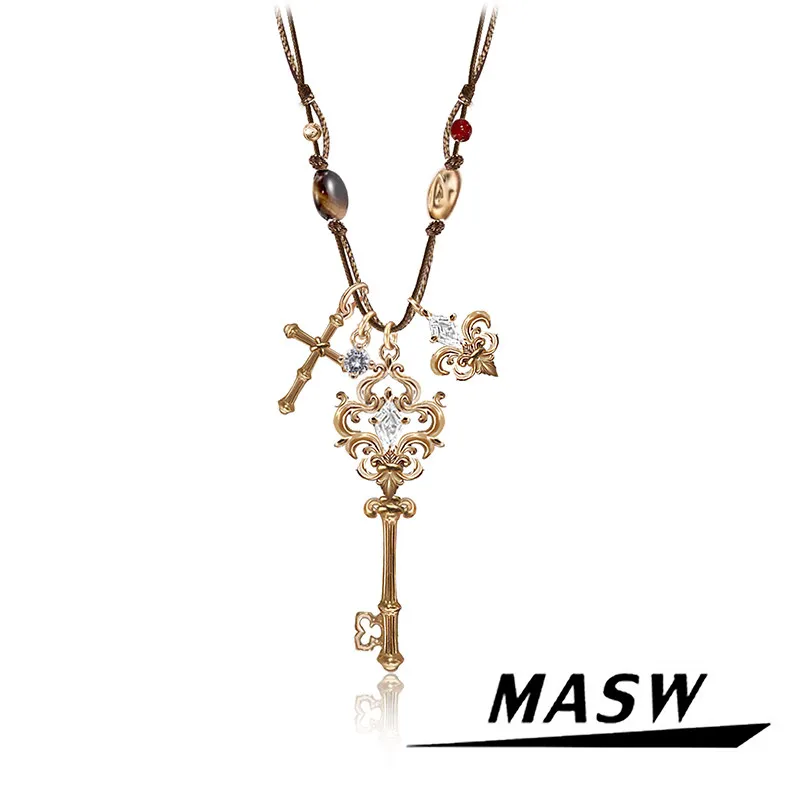 

Оригинальный дизайн MASW: винтажное колье-ключ для женщин, тренд 2026 года, новая модная бижутерия, популярные изысканные аксессуары