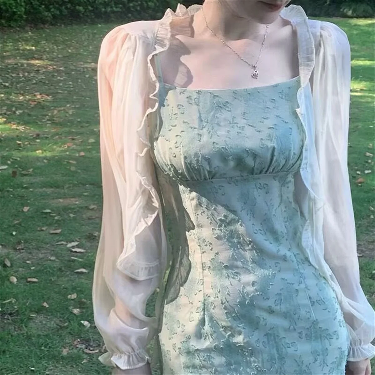 Damska cienka koszula z długim rękawem, koronką, kokardą, falbankami, chroniąca przed słońcem, na lato, kardigan, bluzka, topy dla kobiet.