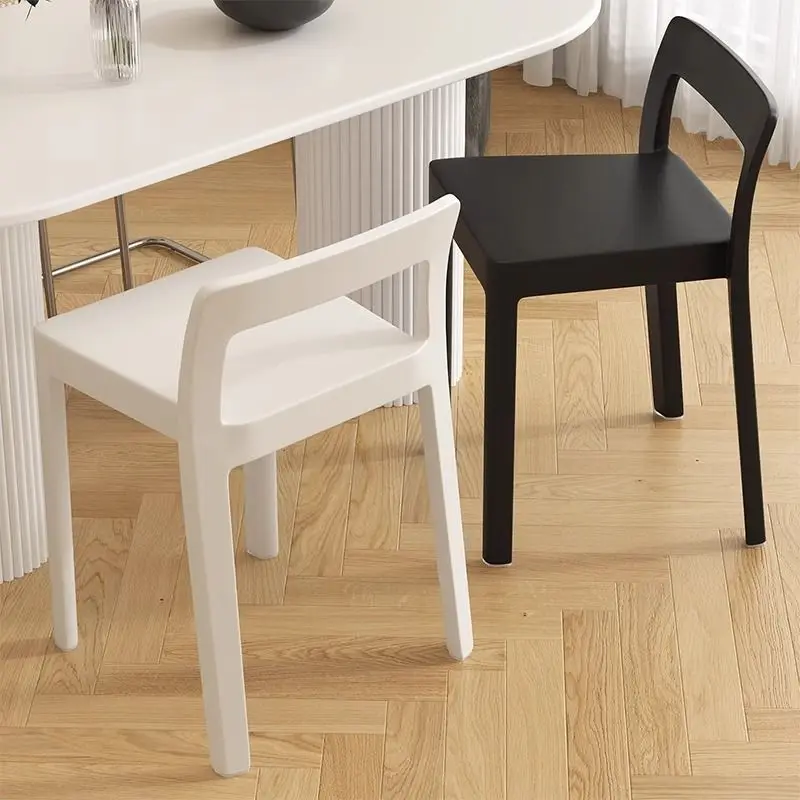 Simple Plastic Dining Chair Nordic Light Luxury Stackable Backrest Chair Modern Commercial Stool for Home Restaurant Use