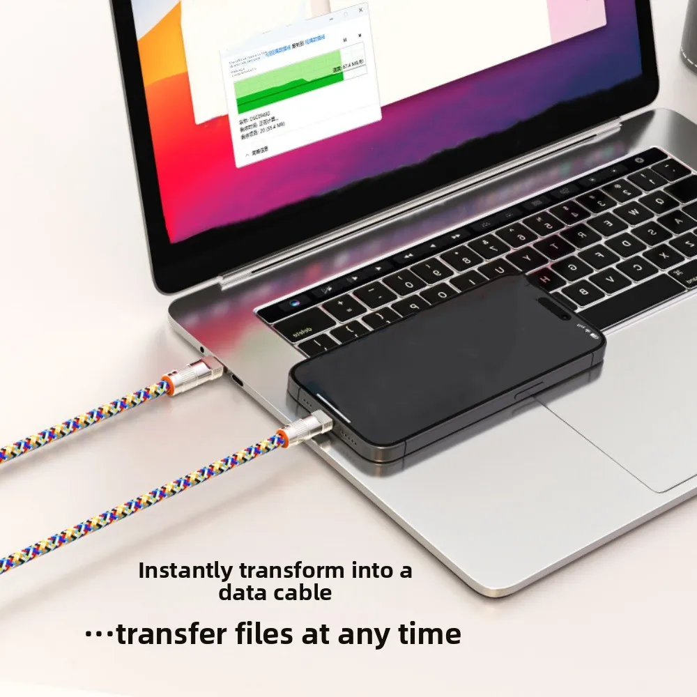

Кабель для передачи данных типа C, ремешок для мобильного телефона через плечо, 2 в 1, PD66W, ремешок для быстрой зарядки телефона с плетеной веревкой для подвешивания телефона