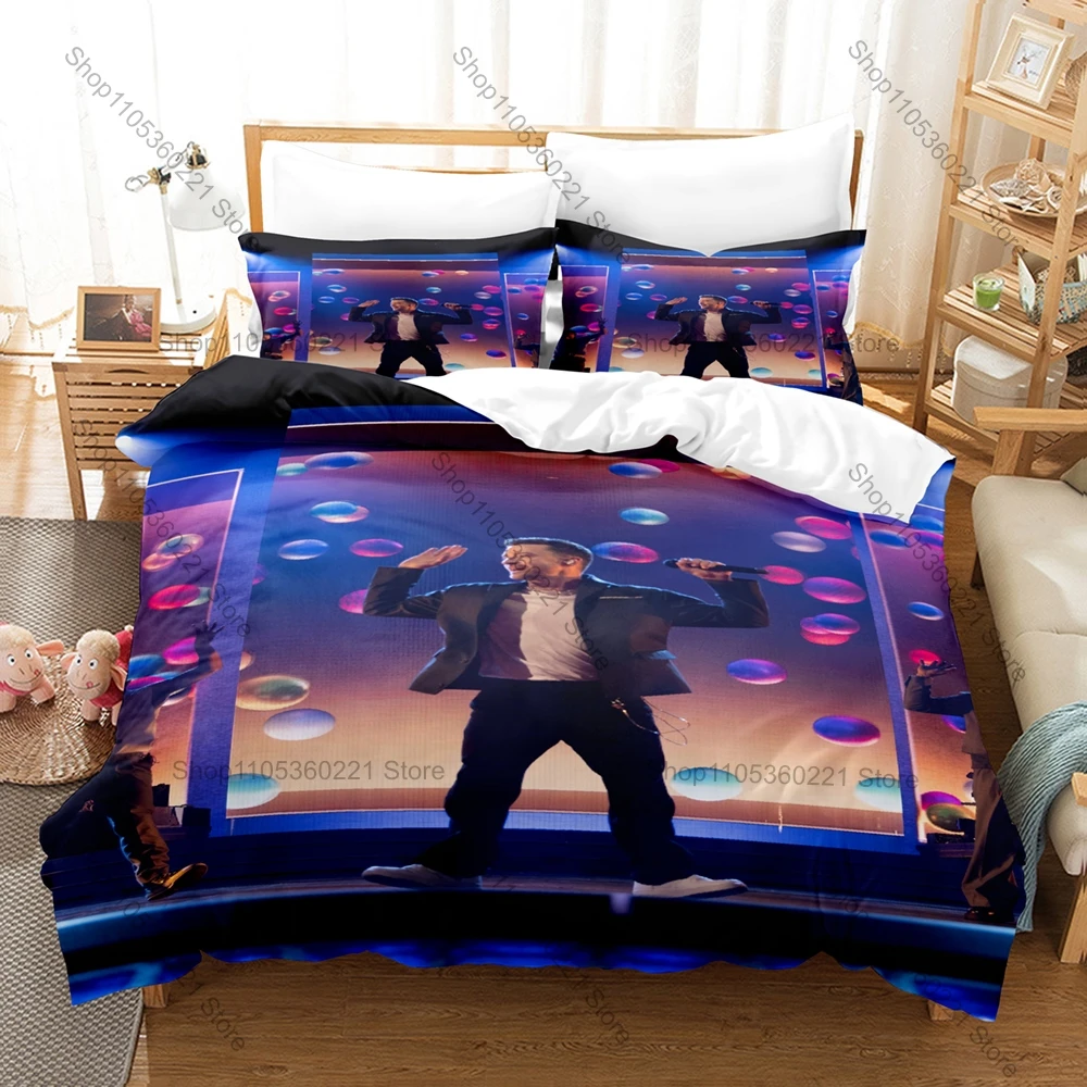 Cool Justin Timberlake Bedding Set Duvet Cover + 2 Pillowcases JT Suit & Tie Retro Pop Formal Gentleman Bedroom Decor