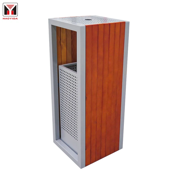 

high quality outdoor public luxury trash cans modern commercial new garbage bin wood recycle waste bin manufacturer