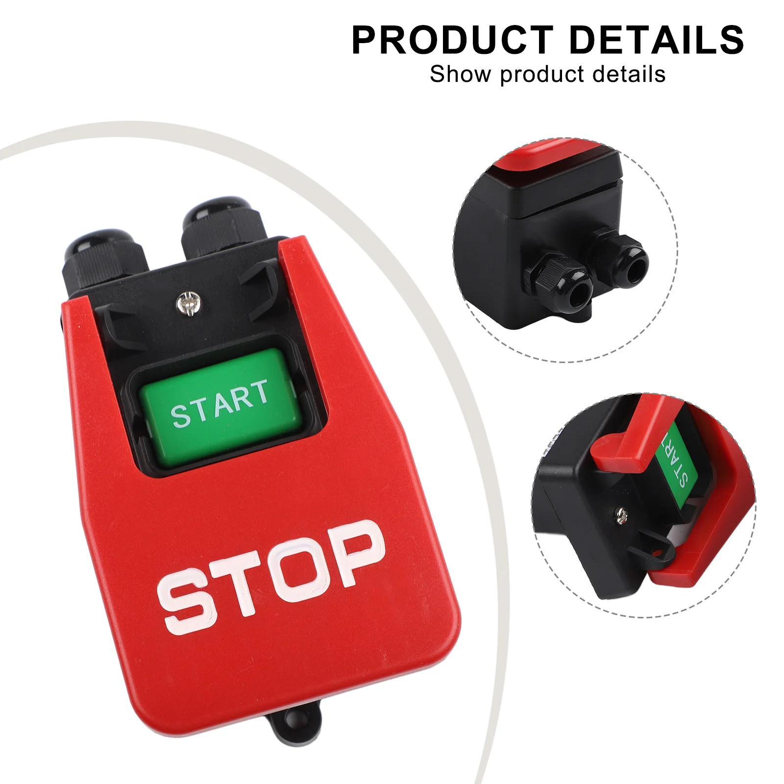 For Table Saws Tools 120/220V Single-phase Switch 2HP Safety Power Switch ﻿ Off-On Red Cover Emergency- Stop Push Button Switch