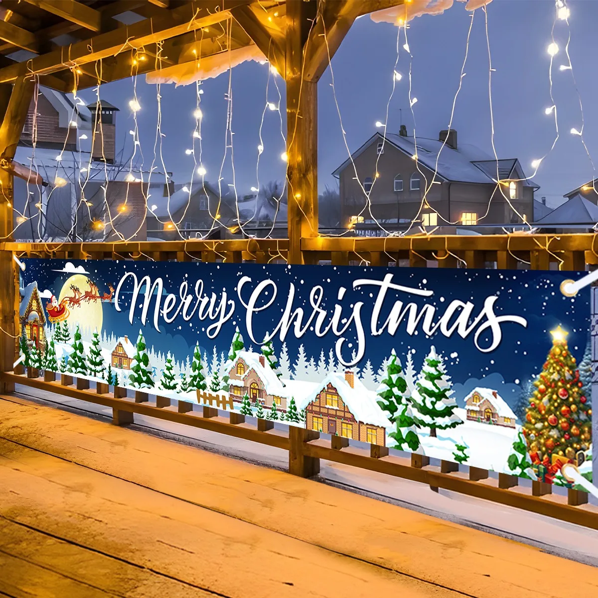 Spanduk Pohon Natal Dekorasi Natal untuk Rumah 2025 Dekorasi Dalam & Luar Ruangan Bendera Natal Navidad Noel Natal Hadiah Tahun Baru 2026