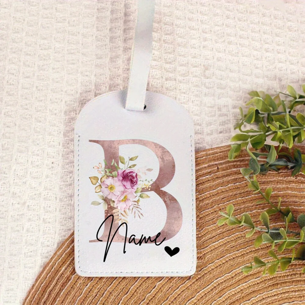 Personalized PU Luggage Tag Fashion Print Monogram Luggage Tag Custom Name Luggage Tags Portable Label Travel Accessories Party