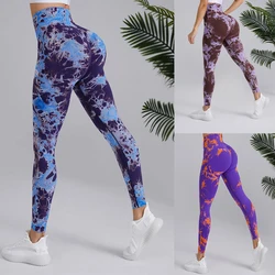 Seamless Tie Dye Leggings Yoga Tight Pants Women's Push UpTie Float High Waist bubble butt Lifting Hip Sports Fitness Pants