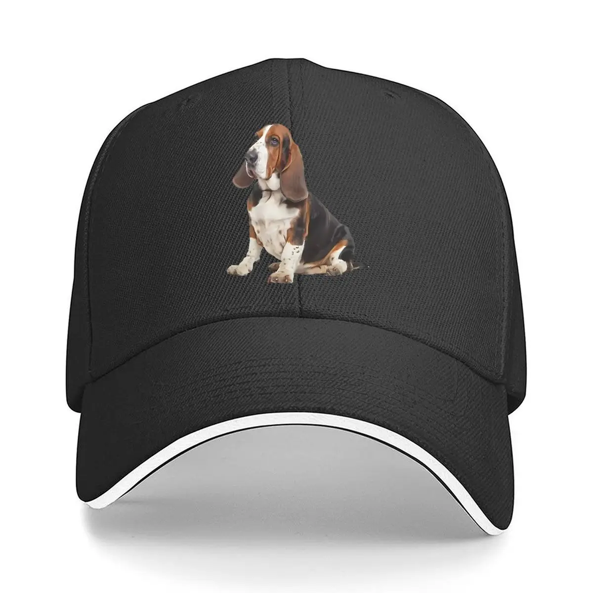 Gorra de béisbol tipo sándwich con diseño gráfico de perro Basset Hound