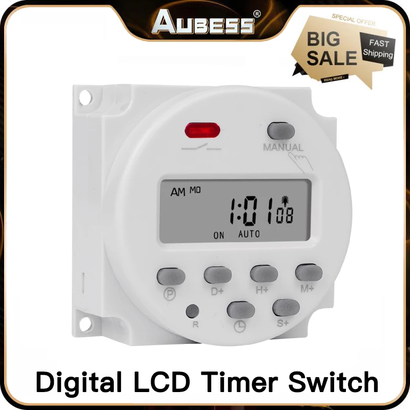 

1 Second Interval 5V 12V 24V 110V 220V Digital LCD Timer Switch 7Days Weekly Programmable Time Relay Programmer CN101S